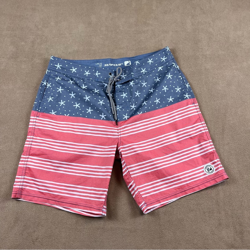 Surf-Ready Men’s Red & Navy Starboard Swim Trunks